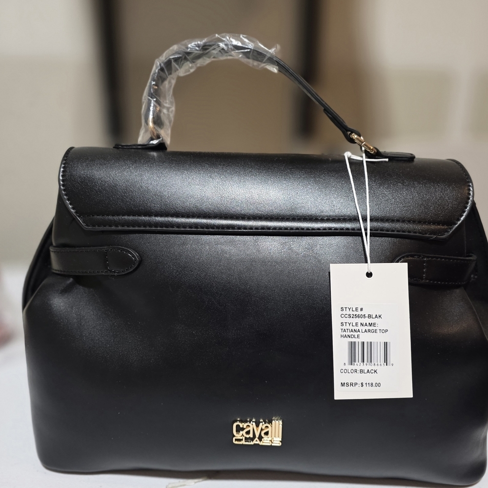 Cavalli Class Elegant Black Satchel - Picture 2 of 2